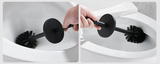NoirEdge Wall-Mounted Toilet Brush Set – Matte Black Stainless Steel Cleaner Holder | Modern Hygienic Bathroom Accessory