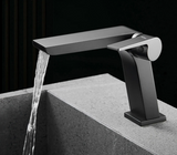 ShadowStream LuxeFall Basin Mixer – Gun Grey Waterfall Bathroom Faucet | Luxury Solid Brass Vanity Tap
