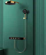 Aurelius ThermoSpa Shower System – Concealed Rainfall Thermostatic Shower Set | Luxury Gold Bathroom Upgrade