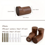 Eloria WalnutElegance Handcrafted Wall Hooks – Solid Walnut Wood Coat & Accessory Hooks (1–6 Piece Set) | Traditional Decorative Hanging Storage