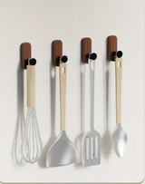 Eloria NordicWood Self-Adhesive Walnut Wall Hooks – Scandinavian Minimalist Coat & Towel Hooks (2 or 5 Piece Set) | Drill-Free Wooden Storage Solution