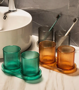 VivaLume Bathroom Tumbler Cup – Modern Anti-Tip Toothbrush Holder | Colourful Bathroom Accessory