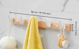 Novalith SARIHOSY Black Wooden Wall Hook Rack – 5-Hook Modern Coat & Towel Organiser | Wall-Mounted Storage for Bathroom, Kitchen & Hallway