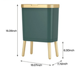 Auréva Slim Waste Bin – Modern Gold-Detail Bathroom & Bedroom Bin | Odour-Sealing Lid