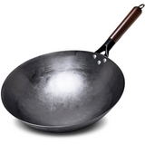 EmberCraft Carbon Iron Wok – Hand-Forged Stir-Fry Pan with Wooden Handle | Traditional Asian Cookware