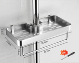 AeroMount Shower Storage Shelf – Drill-Free Aluminium Bathroom Organiser | Double Layer Caddy with Towel Rail