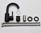 NovaLine Basin Mixer Tap – Matte Black &amp; Brushed Nickel Bathroom Faucet | Modern Stainless Steel Sink Mixer