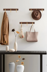 Novalith WalnutHook 3-Hook Wall-Mounted Rack – Premium Wood & Zinc Alloy Towel and Coat Organiser | Modern Minimalist Bathroom & Home Storage Hooks