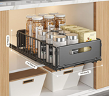 GlideStore Pull-Out Cabinet Organisers – Sliding Metal Kitchen Storage Drawers | Space-Saving Pantry & Spice Rack Set