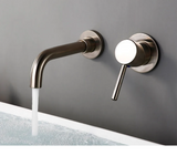 Velmor Wall Basin Mixer – Brushed Stainless Bathroom Faucet | Solid Brass Dual-Hole Sink Tap