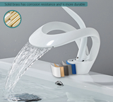 CascadePure Basin Mixer – White Waterfall Bathroom Faucet | Modern Hot & Cold Sink Tap