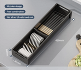 GlideStore Expandable Kitchen Drawer Organiser – Pull-Out Dish & Cutlery Storage Rack for Cabinets & Countertops