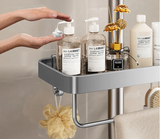 AeroMount Shower Storage Shelf – Drill-Free Aluminium Bathroom Organiser | Double Layer Caddy with Towel Rail