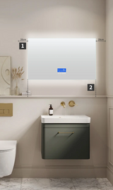 VeloraTherm GlowView LED Bathroom Mirror – Anti-Fog Vanity Mirror with Dimmable 3-Tone Lighting & Temperature Display