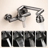 HydroFlex Pro Wall Mixer – 4-Mode Stainless Steel Kitchen Faucet | 360° Swivel Hot & Cold Tap