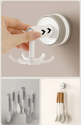 Velmora FlexiClaw 6-Arm 360° Rotating Suction Hook – No-Drill Multifunctional Wall & Cabinet Organiser | Space-Saving Bathroom, Kitchen & Bedroom Storage