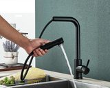 Vantique NoirFlex Pull-Out Kitchen Tap – Matte Black Stainless Steel Mixer with Dual Spray & 360° Swivel