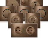 VeronaVolt Vintage Wall Switch & Socket – Coffee Bronze Electrical Outlet | Retro LED Power Plate