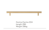 Aurevon Extended Brass T-Bar Handle – Luxury Long Cabinet Pull | Modern Furniture & Appliance Hardware