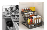 ElevaRack Foldable Spice Organiser – 3-Tier Metal Kitchen Storage Shelf | Matte Black Countertop Rack