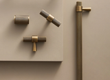 Belmont Knurled Brass T-Bar Handle – Art Deco Industrial Cabinet Pull | Vintage Luxury Furniture Hardware