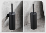 NoirEdge Wall-Mounted Toilet Brush Set – Matte Black Stainless Steel Cleaner Holder | Modern Hygienic Bathroom Accessory
