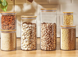 NordicPure Glass Storage Canister Set – Airtight Kitchen Jars with Wooden Lids | Modern Pantry Organisation Collection