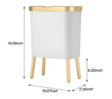 Auréva Slim Waste Bin – Modern Gold-Detail Bathroom & Bedroom Bin | Odour-Sealing Lid