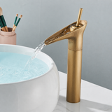 Beaumont Cascade Basin Mixer Tap – Antique Brass Waterfall Faucet | Vintage Single Lever Bathroom Tap