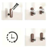 Eloria NordicWood Self-Adhesive Walnut Wall Hooks – Scandinavian Minimalist Coat & Towel Hooks (2 or 5 Piece Set) | Drill-Free Wooden Storage Solution