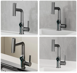AquaLuxe SmartCascade Basin Mixer – Digital Waterfall Bathroom Faucet | Adjustable LED Temperature Sink Tap