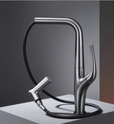 ÉlanSpray Pull-Down Kitchen Mixer Tap – Brushed Gold & Matte Black Luxury Faucet | 360° Swivel Design