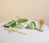 Matcha Harmony Ceramic Tea Set – Japanese-Inspired Matcha Bowl & Whisk Kit | Lattice Design | Tea Set for Up to 4 People
