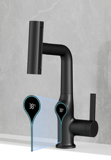AquaLuxe SmartCascade Basin Mixer – Digital Waterfall Bathroom Faucet | Adjustable LED Temperature Sink Tap
