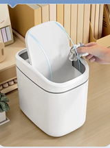 DeskEase Mini Waste Bin – Compact Swing Lid Desk Bin | Modern Desktop Organiser