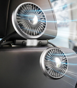 RoadBreeze Duo Twin-Head Car Fan – 3-Speed Adjustable Air Circulator | USB-C Powered | Integrated LED Lighting