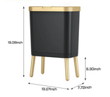 Auréva Slim Waste Bin – Modern Gold-Detail Bathroom & Bedroom Bin | Odour-Sealing Lid