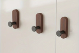 Eloria NordicWood Self-Adhesive Walnut Wall Hooks – Scandinavian Minimalist Coat & Towel Hooks (2 or 5 Piece Set) | Drill-Free Wooden Storage Solution