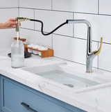 ÉlanSpray Pull-Down Kitchen Mixer Tap – Brushed Gold & Matte Black Luxury Faucet | 360° Swivel Design