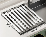 SlideDry Expandable Sink Rack – Foldable 304 Stainless Steel Over-Sink Dish Drainer | Space-Saving Kitchen Organiser