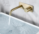 RoseVanta Wall Mount Bathroom Faucet – Brushed Rose Gold Brass Basin Mixer | Hot & Cold Water Faucet | Modern Wall-Mounted Vanity Faucet with Ceramic Cartridge