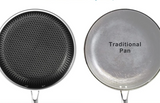HexaForge Hybrid Frying Pan – Stainless Steel Skillet with Honeycomb Surface & Glass Lid | Induction Ready Cookware