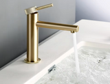 GoldKnurl One Luxe 360 – Brushed Gold Swivel Bathroom Faucet