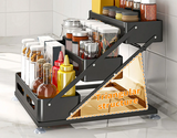 ElevaRack Foldable Spice Organiser – 3-Tier Metal Kitchen Storage Shelf | Matte Black Countertop Rack