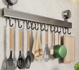 Novalith ChefSpace No-Drill Kitchen Hook Rail – Premium Space Aluminium Wall-Mounted Utensil Organiser | Rust-Resistant Hanging Storage System