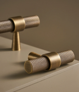 Belmont Knurled Brass T-Bar Handle – Art Deco Industrial Cabinet Pull | Vintage Luxury Furniture Hardware