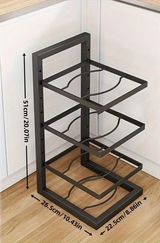 StackForge Adjustable Pan Organiser – Multi-Tier Cookware Storage Rack | Space-Saving Kitchen Holder