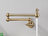 AurumFlex Wall Kitchen Tap – Brushed Gold Swivel Faucet | Premium Space-Saving Cold Water Mixer