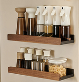 Velmora CulinaWood Wall Shelf – No-Drill Kitchen Storage Organiser for Spices, Cutting Boards & Utensils | Modern Wood-Effect Metal Rack