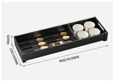 GlideStore Expandable Kitchen Drawer Organiser – Pull-Out Dish & Cutlery Storage Rack for Cabinets & Countertops